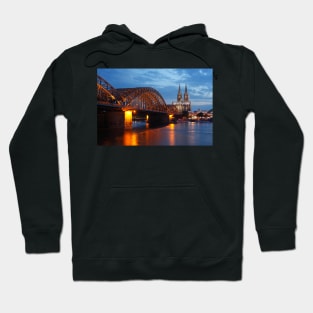 Cologne Cathedral, Dom, Hohenzollern Bridge, dusk, Cologne, Germany Hoodie